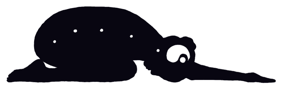 Illustration of a figure resting in child's pose with a yin-yang symbol, representing the grounded discipline of teacher training